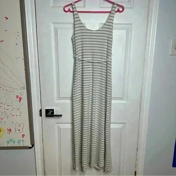 H&M Mama Calf Length Cotton Maternity Dress White & Mint Green  Striped Sz Small - Picture 13 of 16